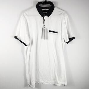 Cactus Man Ricky Singh Polo Shirt XL White Contrast Collar Cotton Short Sleeve